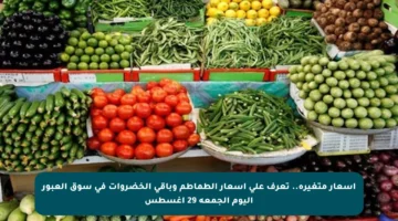 أسعار متغيرة.. تعرف على أسعار الطماطم وباقي الخضروات في سوق العبور اليوم الجمعة 29 أغسطس